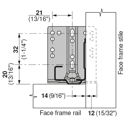 Blum Tandem Rear Mounting Bracket, Screw-on