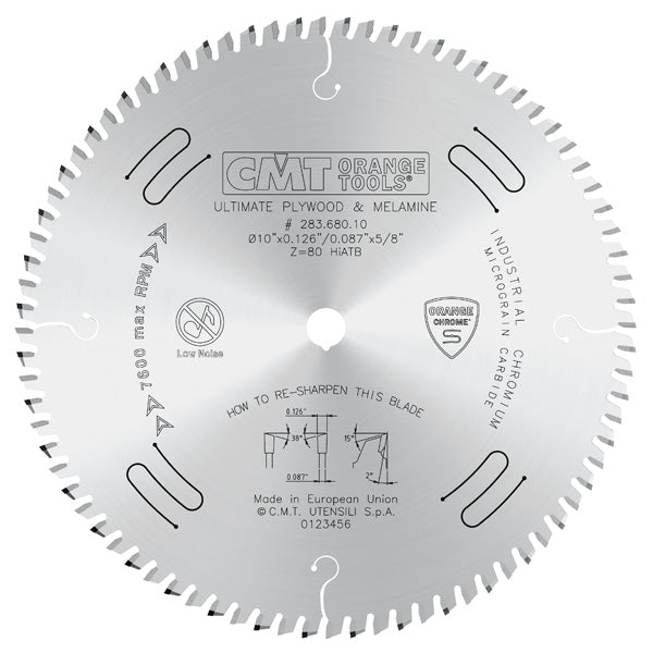 CMT Low Noise & Chrome Coated Cut-Off Circual Saw Blade, For Two-Sided Melamine