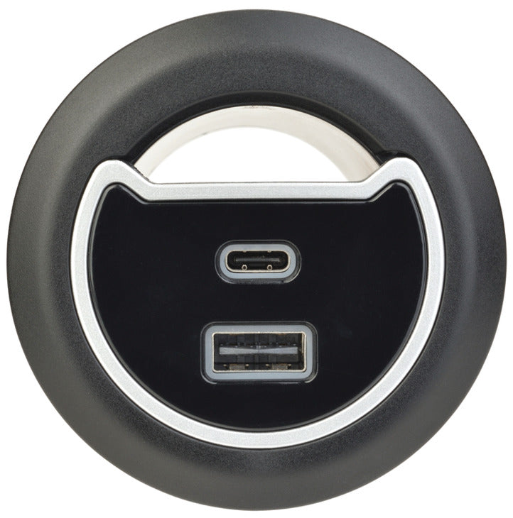Hafele Grommet Mount Power Station with USB-A/USB-C Power Delivery