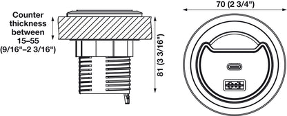 Hafele Grommet Mount Power Station with USB-A/USB-C Power Delivery
