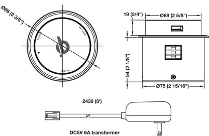 Hafele Grommet Mount Power Station with Wireless Charging Qi V1.2 and 3 USB Ports