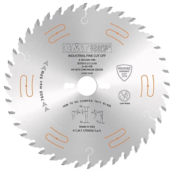CMT Low Noise & Chrome Coated Circular Saw Blade, With ATB Grind