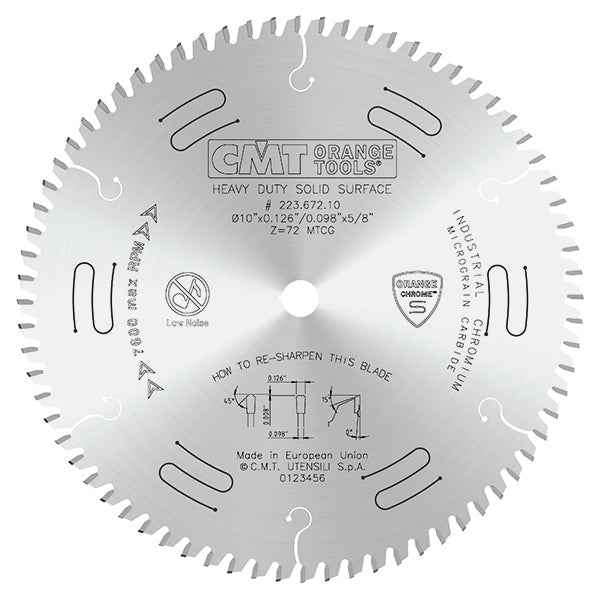 CMT Heavy-Duty Solid Surface Saw Blade, Orange Chrome