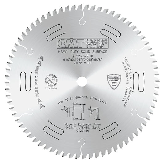 CMT Heavy-Duty Solid Surface Saw Blade, Orange Chrome