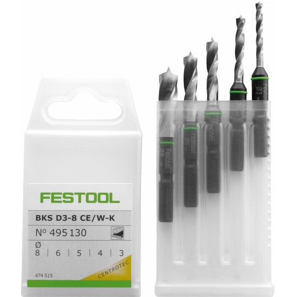 Festool 495130 Centrotec Stubby Wood Drill Bit Set, Metric