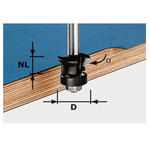 Festool 491026 Chamfer/Edge Trimming Router Bit with Bearing HW 24mm